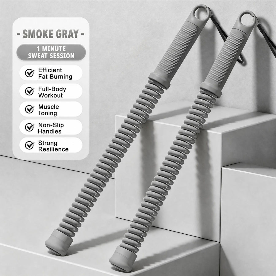 Cordless Spring Fitness Battle Rope, 2.18 Lbs A Pair, 16.93in Grey, Body Shaping Strength Training Swing Rope For Home & Outdoor Use