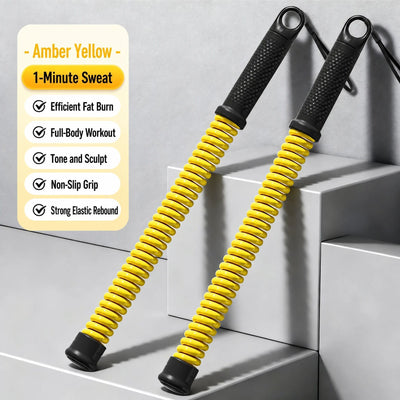 No Cable Muscle Training Battle Rope, 2.18 Lbs A Pair, 16.93in Yellow, Cordless Spring Swing Rope For Full Body Exercise