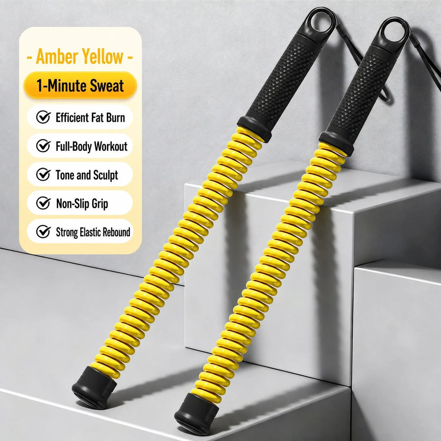 No Cable Muscle Training Battle Rope, 2.18 Lbs A Pair, 16.93in Yellow, Cordless Spring Swing Rope For Full Body Exercise