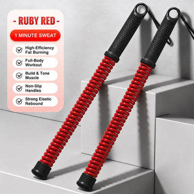 Cordless Spring Workout Rope, 2.18 Lbs A Pair, 16.93in Red, Indoor Outdoor Arm Strength Training Battle Rope