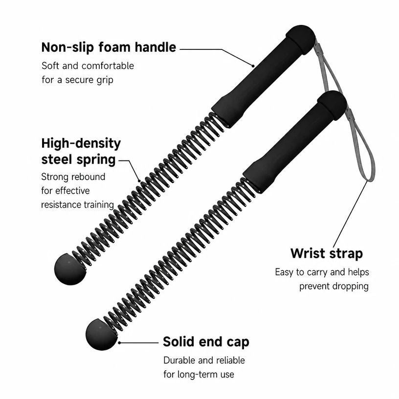 Wireless Spring Battle Rope, 3.42 Lbs A Pair, 17.32in Black, Cordless Swing Training Rope For Indoor Outdoor Arm Muscle Exercise