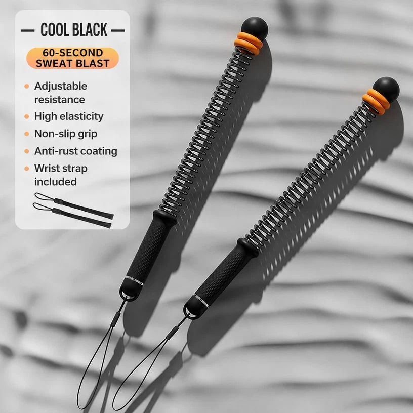Wireless Strength Training Battle Rope, 3.09 Lbs A Pair, 16.93in Black, Cordless Spring Swing Rope For Body Exercise