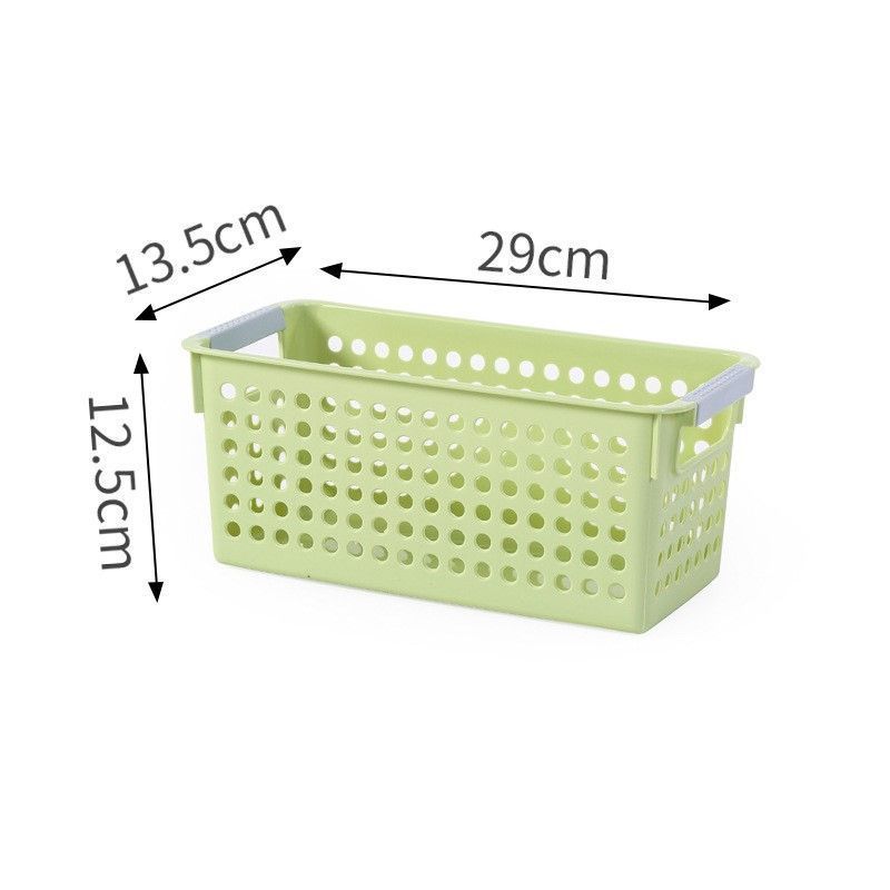 Narrow Plastic Storage Basket, Small Size, 11.42x5.31x4.92in, Green, Multi-Purpose Organizer Bin For Books, Snacks & Kitchen Produce, Nice Household Storage Gift
