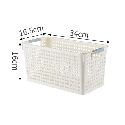 Narrow Plastic Storage Basket, Medium Size, 13.58x6.69x6.30in, White, Multi-Scene Storage Bin For Vegetables & Stationery, Great Daily Home Gift