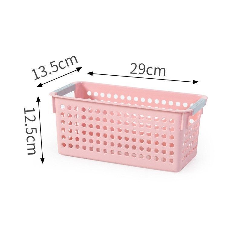 Narrow Plastic Storage Basket, Small Size, 11.42x5.31x4.92in, Pink, Book & Vegetable Organizer Bin, Sweet Home Organizing Present