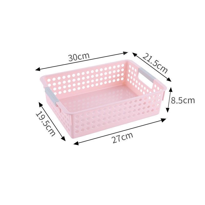 Shallow Plastic Storage Basket, Medium Size, 11.81x8.46x3.35in, Pink, Sundries & Snack Storage Bin, Beautiful Room Organizer Gift