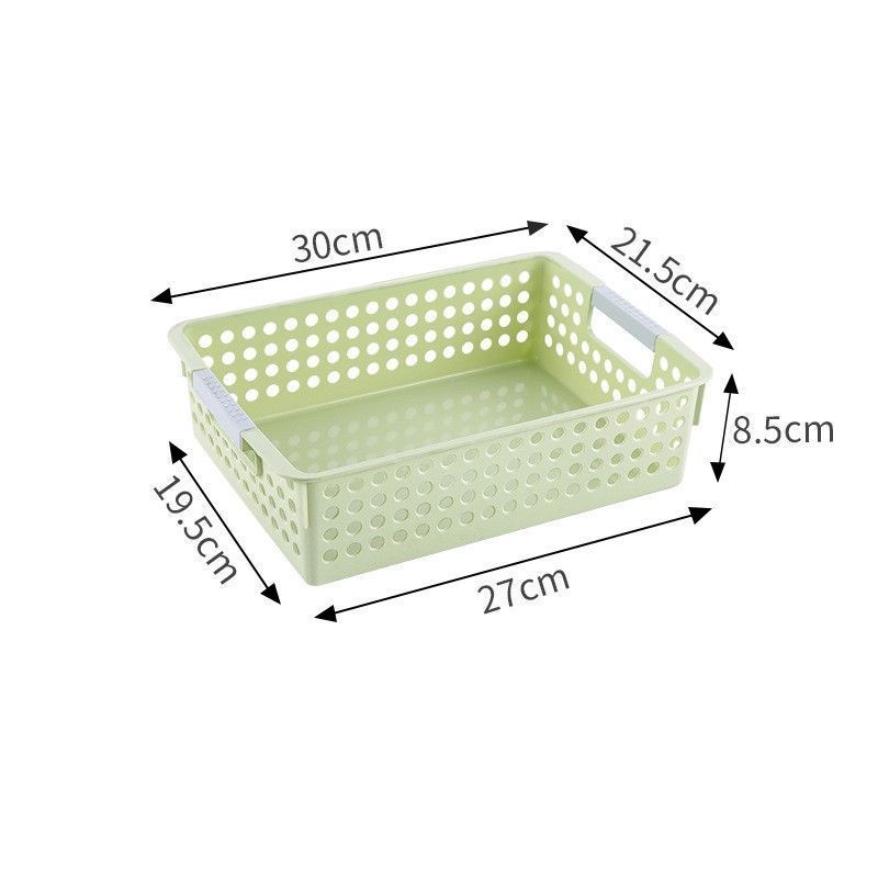 Shallow Plastic Storage Basket, Medium Size, 11.81x8.46x3.35in, Green, Vegetable & Book Storage Bin, Nice Home Decor Gift
