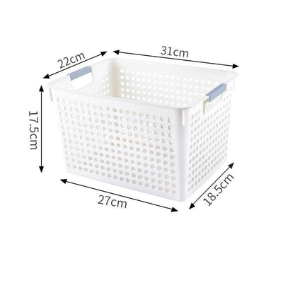 Tall Plastic Storage Basket, Medium Size, 12.20x8.66x6.89in, White, Multi-Purpose Deep Storage Container, Ideal Family Organizing Gift