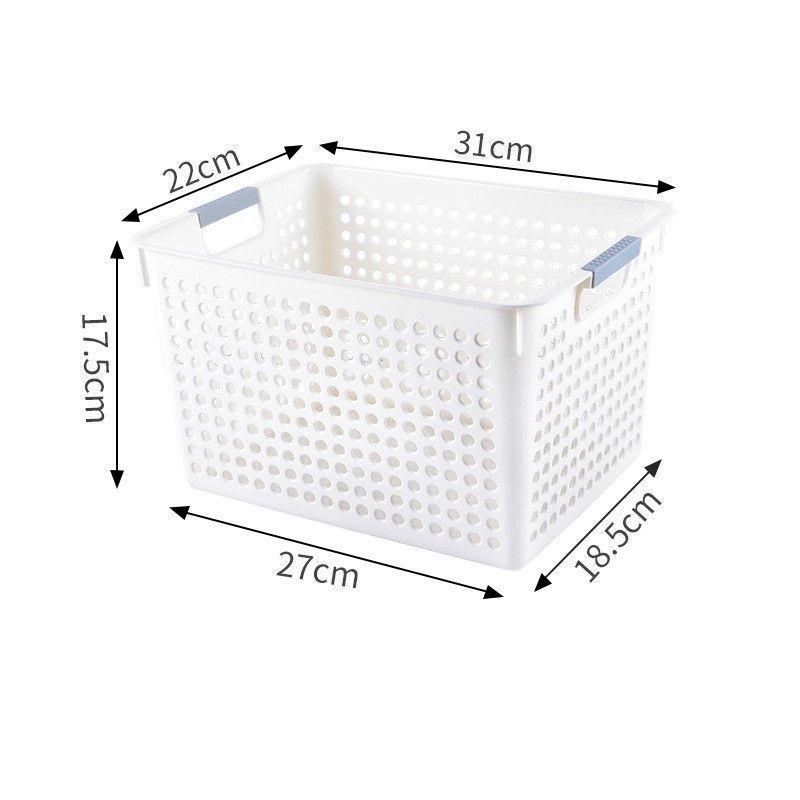 Tall Plastic Storage Basket, Medium Size, 12.20x8.66x6.89in, White, Multi-Purpose Deep Storage Container, Ideal Family Organizing Gift