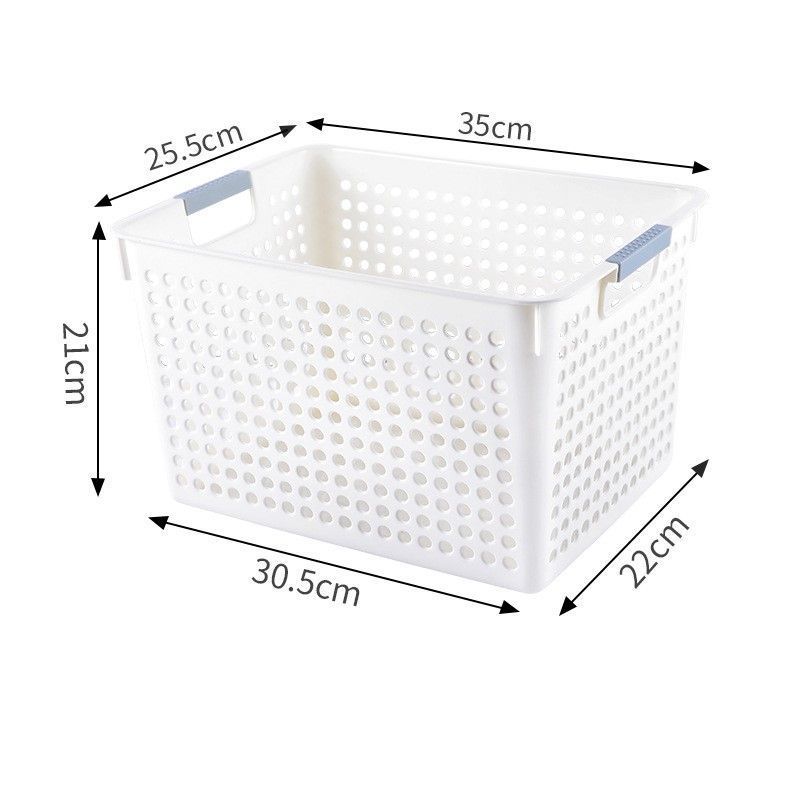 Tall Plastic Storage Basket, Large Size, 13.78x10.04x8.27in, White, Large Capacity Bin For Kitchen & Bedroom, Premium Housewarming Gift