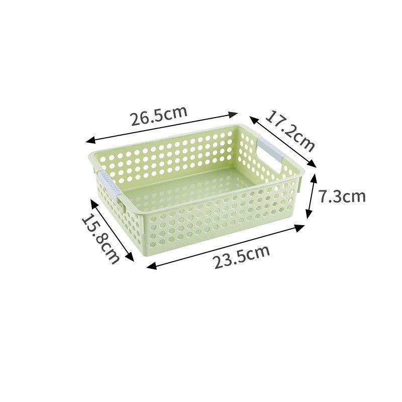 Shallow Plastic Storage Basket, Small Size, 10.43x6.77x2.87in, Green, Lightweight Storage Bin For Stationery & Fruits, Great Daily Gift