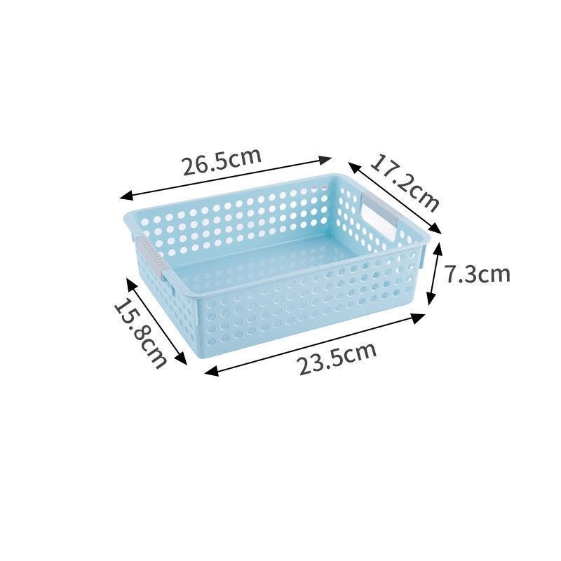 Shallow Plastic Storage Basket, Small Size, 10.43x6.77x2.87in, Blue, A5 Book & Cosmetic Organizer Container, Convenient Home Gift