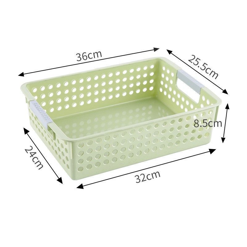 Shallow Plastic Storage Basket, Large Size, 13.78x10.24x3.35in, Green, Multi-Scene Organizer For Groceries & Documents, Practical Storage Gift