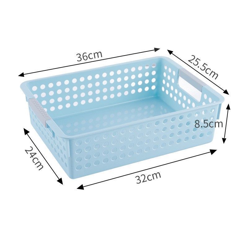 Shallow Plastic Storage Basket, Large Size, 13.78x10.24x3.35in, Blue, A4 Sized Kitchen & Closet Organizer Bin, Handy Household Gift