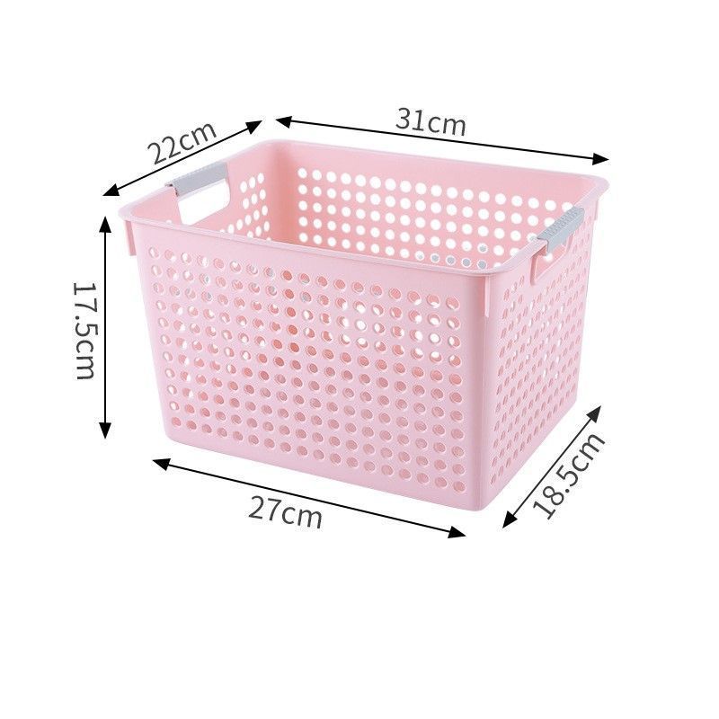 Tall Plastic Storage Basket, Medium Size, 12.20x8.66x6.89in, Pink, Deep Organizer For Kitchen Supplies, Lovely Housewarming Gift