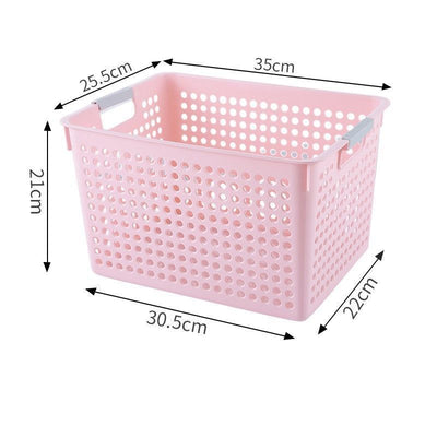 Tall Plastic Storage Basket, Large Size, 13.78x10.04x8.27in, Pink, Large Capacity Pantry Storage Bin, Beautiful Interior Decor Gift
