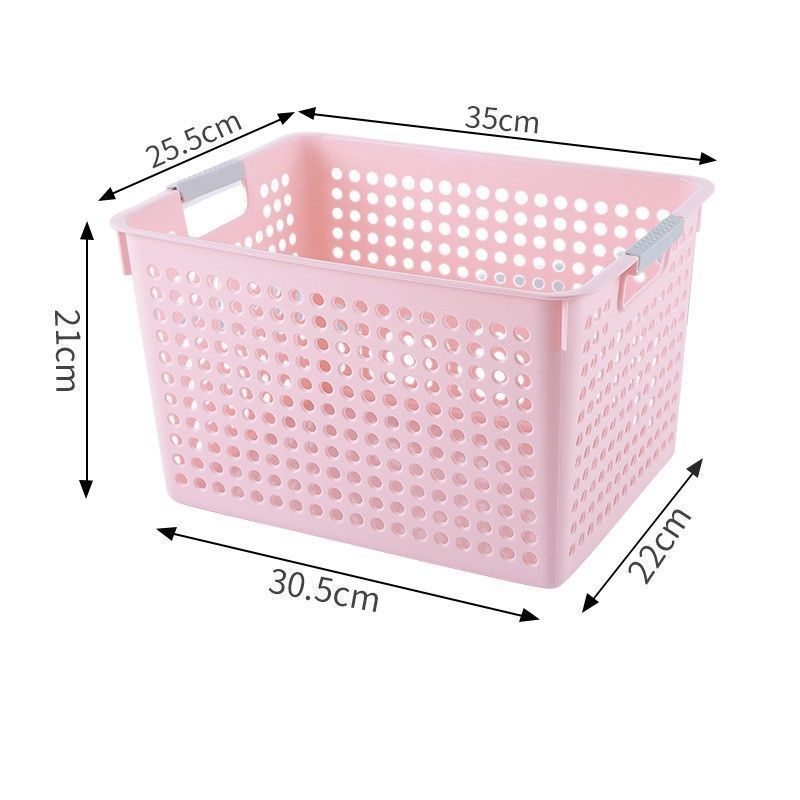 Tall Plastic Storage Basket, Large Size, 13.78x10.04x8.27in, Pink, Large Capacity Pantry Storage Bin, Beautiful Interior Decor Gift
