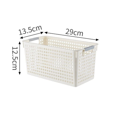 Narrow Plastic Storage Basket, Small Size, 11.42x5.31x4.92in, White, Slim Organizer Bin For Cabinet & Fridge, Compact Household Gift