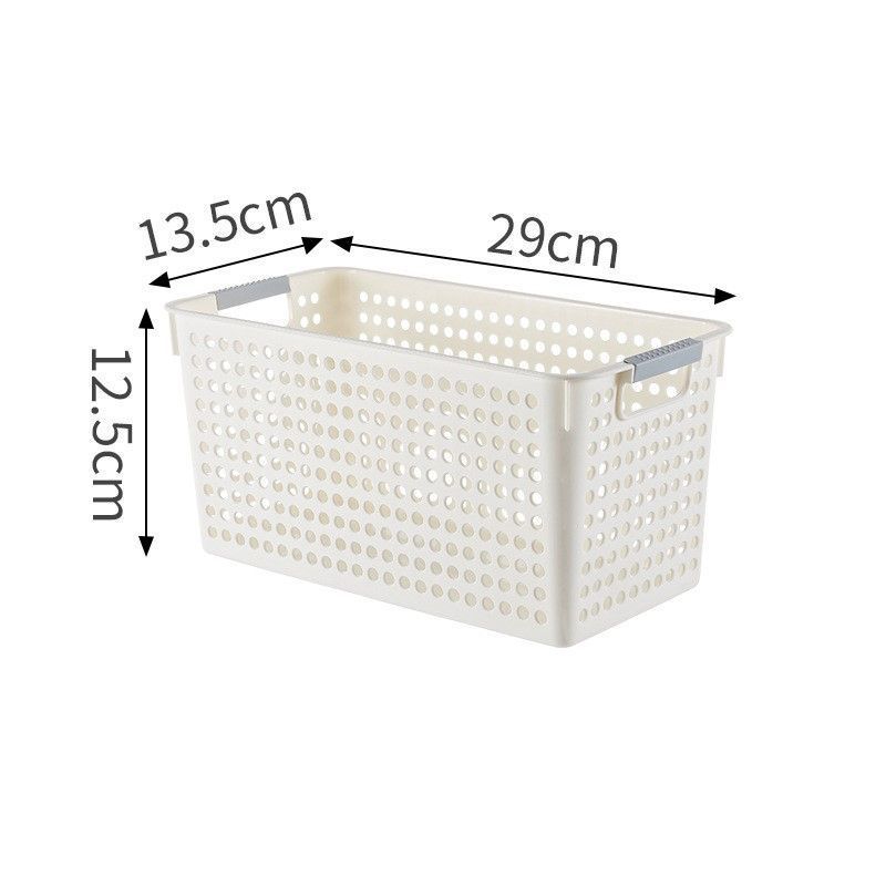 Narrow Plastic Storage Basket, Small Size, 11.42x5.31x4.92in, White, Slim Organizer Bin For Cabinet & Fridge, Compact Household Gift