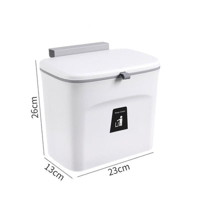 Hanging Kitchen Trash Can With Lid, Cabinet Door Mounted, 7L, Swan White, Creative Waste Bin For Kitchen, Bathroom & Living Room, Practical Housewarming Gift