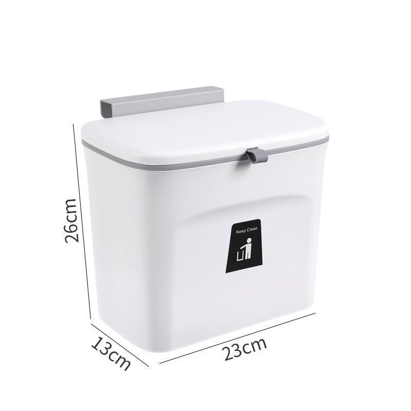 Hanging Kitchen Trash Can With Lid, Cabinet Door Mounted, 7L, Swan White, Creative Waste Bin For Kitchen, Bathroom & Living Room, Practical Housewarming Gift