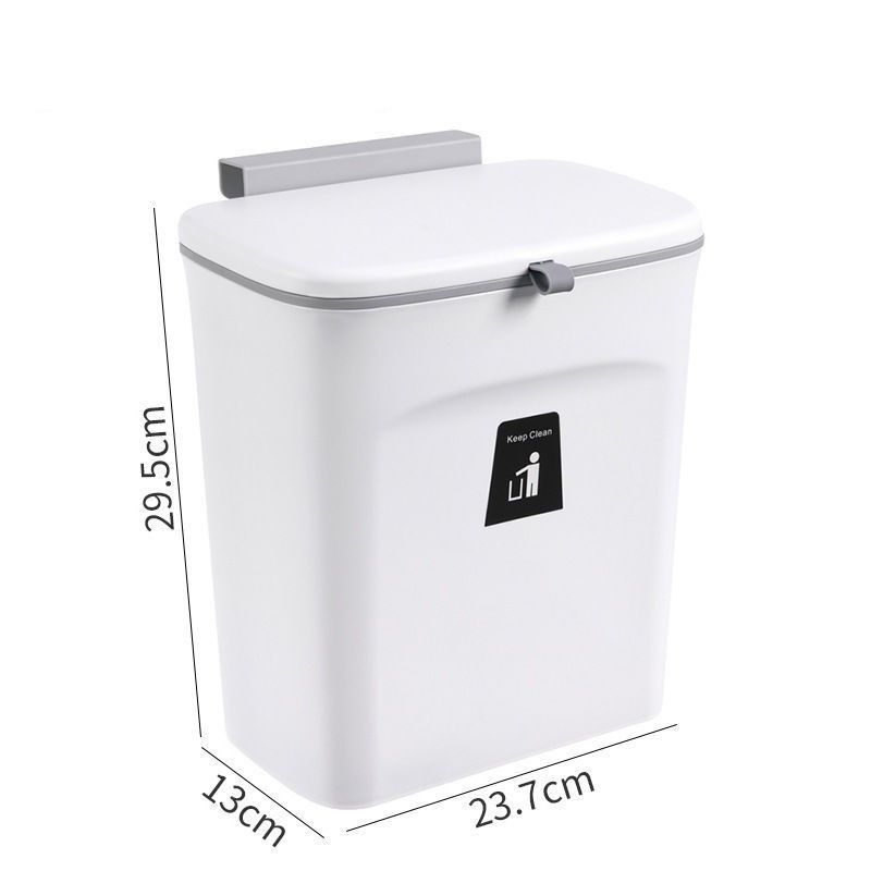 Cabinet Door Hanging Trash Can With Lid, Hook Mount Waste Bin, 9L, Swan White, Creative Garbage Bucket For Toilet And Pantry, Elegant Home Decor Gift