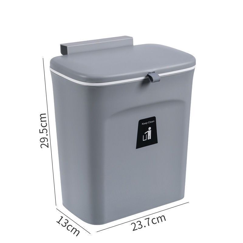 Wall Hanging Waste Bin With Lid, Hang On Cabinet Door, 9L, Starry Grey, Household Trash Container For Living Room, Great Kitchen Accessory Gift