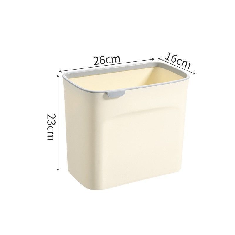 Cabinet Door Hanging Trash Bin With Press Rim, 7L, Cream, Space Saving Waste Bucket For Kitchen, Lovely Household Organizer Gift