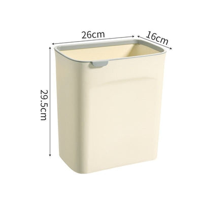 Wall Hanging Garbage Bin With Press Rim, Cabinet Mounted, 9L, Cream, Creative Waste Container For Washroom & Living Room, Practical Home Gift