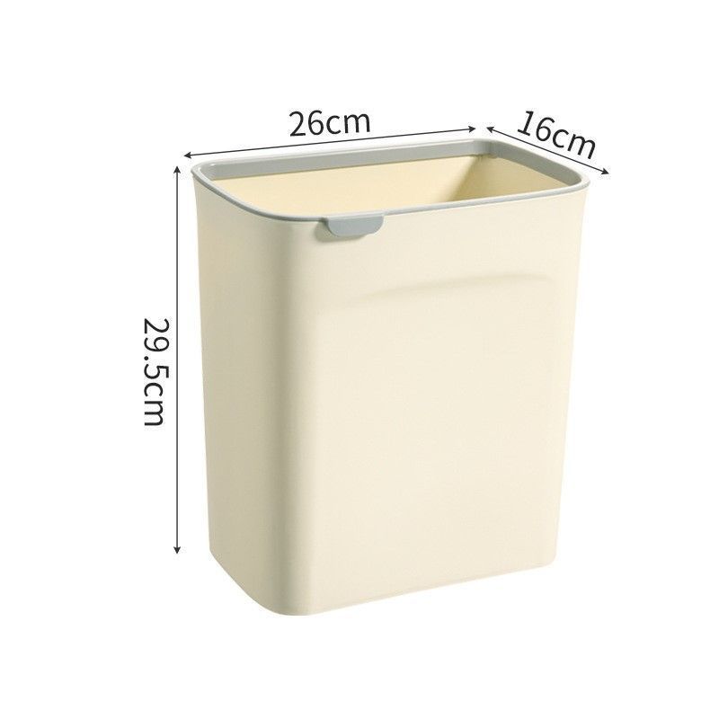 Wall Hanging Garbage Bin With Press Rim, Cabinet Mounted, 9L, Cream, Creative Waste Container For Washroom & Living Room, Practical Home Gift