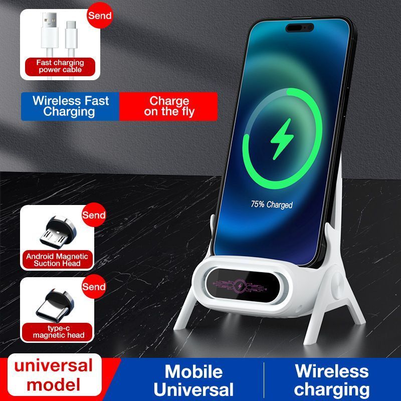 Vertical Chair Shaped Phone Holder, Magnetic Wireless Charger, Lazy Mobile Stand For Video Watching, White, Great Bedroom & Desk Accessory Gift
