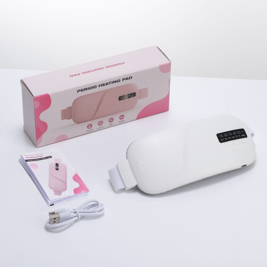 USB Rechargeable Heating Menstrual Warm Belt, Heat & Vibration Massage Warm Waist Belt, White, Portable Abdomen Heating Support Belt, Thoughtful Household Wellness Gift