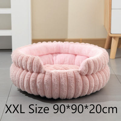 Oversized Removable Notch Style Round Pet Bed, Thick Cushion Moisture-Proof All Season Pet Nest, Pink, Size 2XL, 35.43x35.43x7.87in