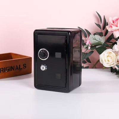 Lockable Metal Cash Storage Safe Box, Multi-Purpose Household Piggy Bank For Coins & Bills, Black, Sturdy Security Container For Home Use