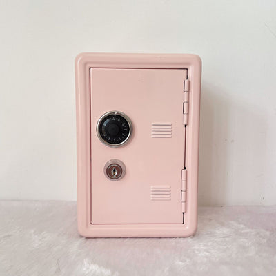 Metal Security Safe Box With Lock, Household Piggy Bank For Coins And Small Stuff, Dusty Pink, Stylish Indoor Money Storage Container