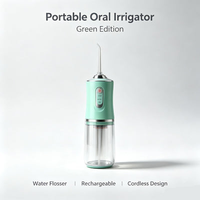 Travel-Sized Electric Water Flosser, Household Oral Irrigator For Daily Oral Maintenance, A8 Light Green With 4 Replacement Nozzles, Easy To Carry Dental Cleaner