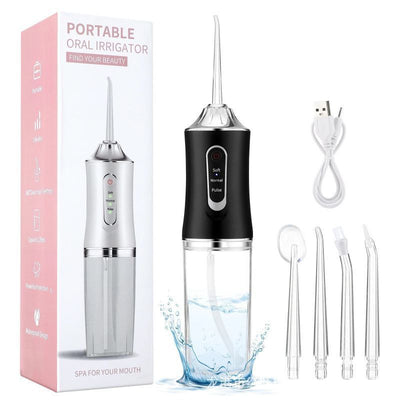 Cordless Electric Water Flosser, Multi-Purpose Home Oral Irrigator, A8 Black With 4 Replacement Nozzles, Practical Oral Cleaning Device For Trips