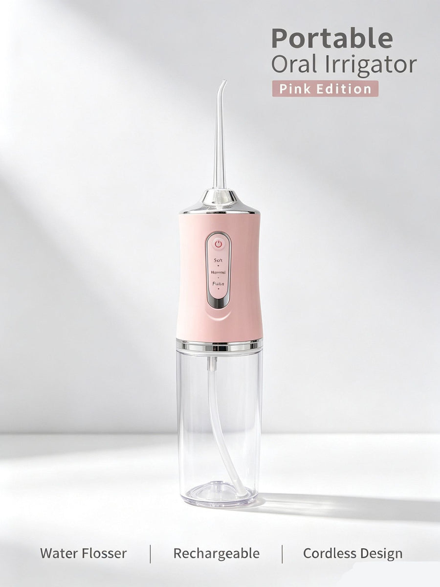 Sleek Electroplated Electric Water Flosser, Portable Home Oral Irrigator, A8 Black Electroplated Model With 4 Nozzles, Durable Travel Teeth Washing Machine