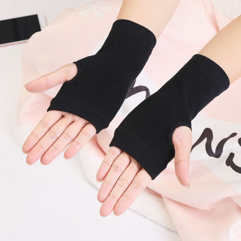 Half Finger Fingerless Gloves For Men & Women, Breathable Thin Single Layer Typing Gloves, Black, Ideal Office Accessory For Daily Computer Work