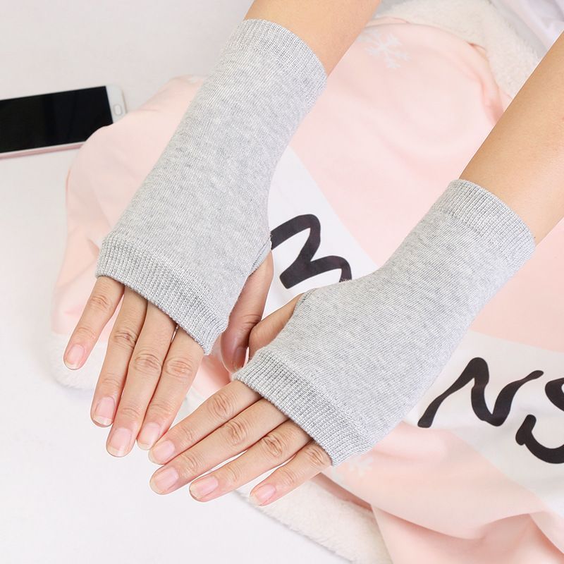 Half Finger Fingerless Gloves For Men & Women, Lightweight Single Layer Typing Support Gloves, Light Grey, Comfortable Wear For Office And Daily Used