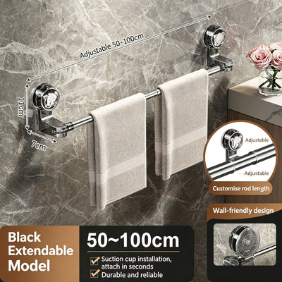 No Drill Wall Mounted Bathroom Shoe Holder, Retractable Drainage Slipper Rack For Washroom, Transparent Black Retractable Type, 50-100cm, Practical Household Shoe Storage Accessory