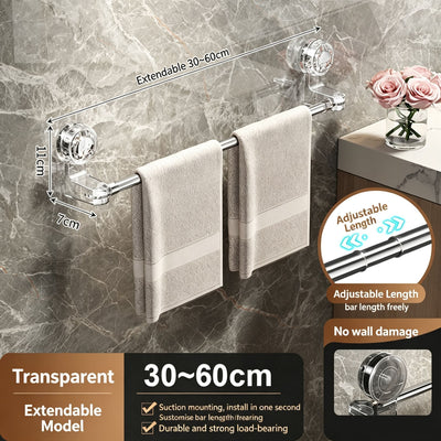 Drill-Free Wall Mount Slipper Storage Rack, Hanging Water Drain Shoe Shelf For Bathroom Behind Door, Clear Transparent Retractable Type, 30-60cm, Minimalist Home Organiser
