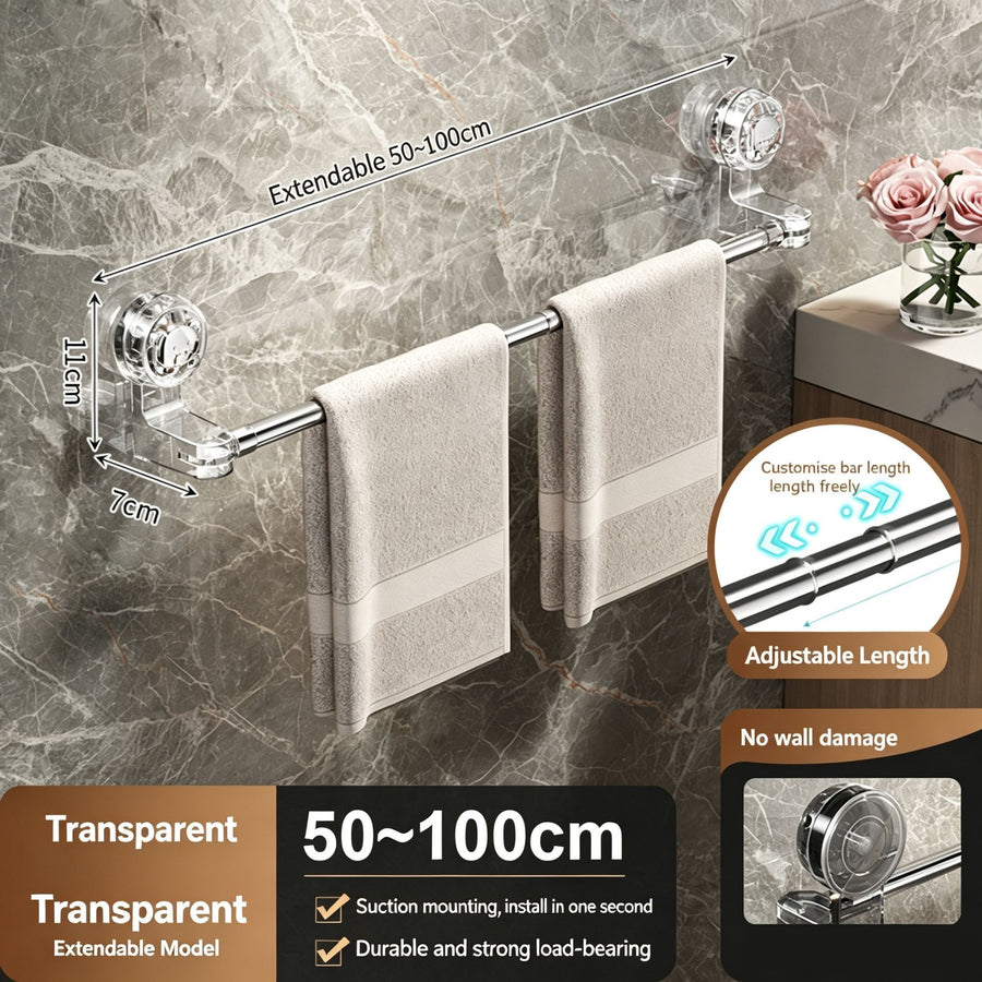 No Drill Wall Hanging Bathroom Slipper Holder, Telescopic Drainage Shoe Storage Rack, Clear Transparent Retractable Type, 50-100cm, Convenient Washroom Tidying Gear