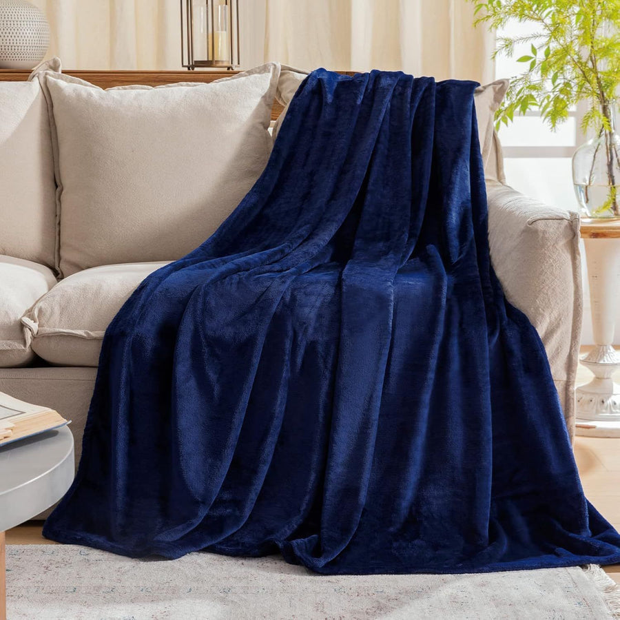 Tiny Flannel Fleece Cuddle Blanket, Light Soft Plush Mini Throw For Multi Scenarios, Navy Blue, 45X65cm, Size XXS, Portable Small Blanket