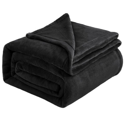 Ultra Soft Flannel Fleece Throw Blanket, Lightweight Warm Cozy Plush Cover For Sofa, Bed & Cuddle Use, Black, 100X150cm, Size S, Versatile Indoor Home Bedding