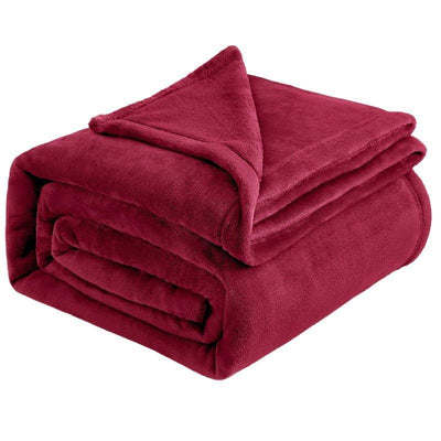 Luxuriously Soft Flannel Fleece Throw Blanket, Thick Warm Plush Rug For Bedroom & Sofa, Wine Red, 200X230cm, Size XXL, Large Size Family Cover
