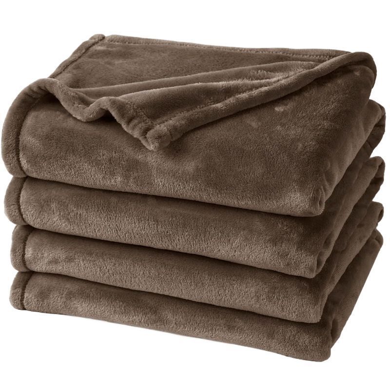 Premium Flannel Fleece Throw Rug, Fluffy Warm Cozy Blanket For Bed, Sofa And Daily Snuggling, Coffee, 150X200cm, Size L, Durable Household Textile