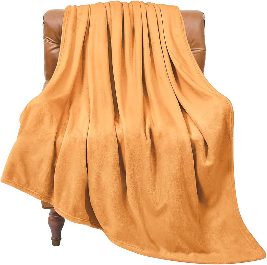 Snuggly Flannel Fleece Blanket, Soft Warm Lightweight Plush Throw For Lounge & Bedroom, Khaki, 120X200cm, Size M, Comfortable All Season Cover