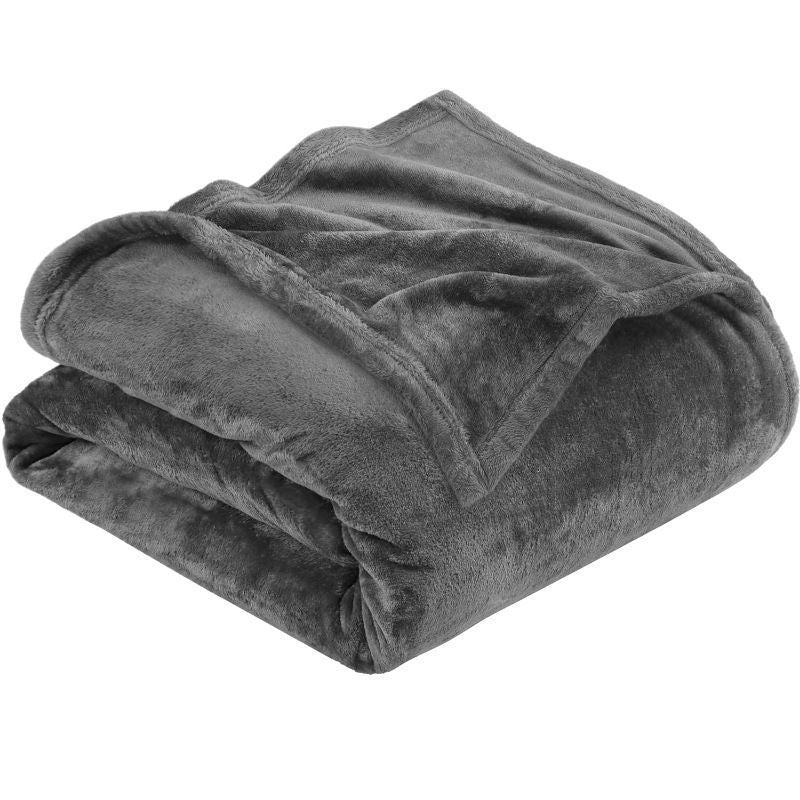 Premium Flannel Fleece Throw Rug, Fluffy Warm Cozy Blanket For Bed, Sofa And Daily Snuggling, Dark Grey, 150X200cm, Size L, Durable Household Textile