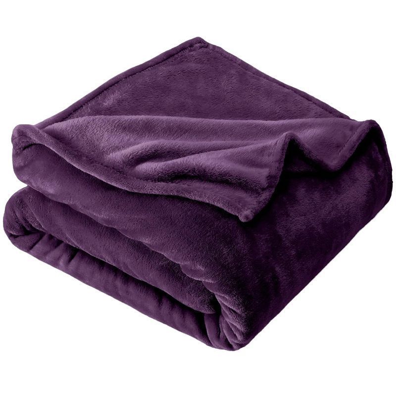 Premium Flannel Fleece Throw Rug, Fluffy Warm Cozy Blanket For Bed, Sofa And Daily Snuggling, Dark Purple, 150X200cm, Size L, Durable Household Textile